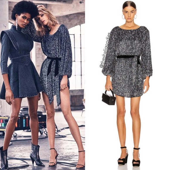 RETROFETE Grace Sequin Mini Dress Silver Black - Picture 1 of 8